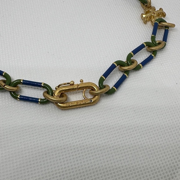 Tory Burch Gold and Blue Necklace with Green Accents - Picture 5 of 5